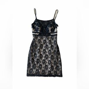 Sue Wong Vintage Adjustable Straps Lace Mini Dress